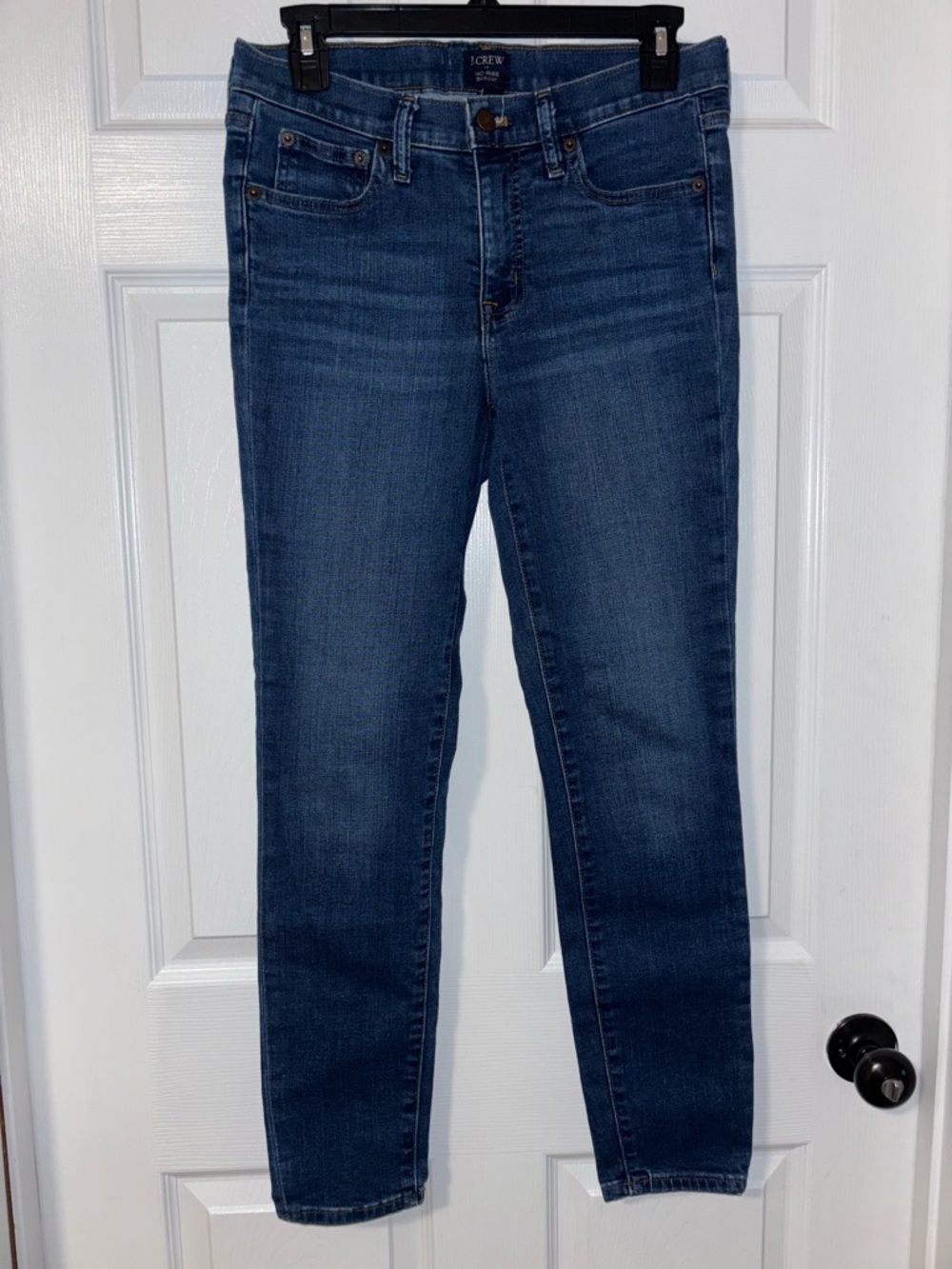 J. Crew Women's Mid Rise Skinny Jeans in Dark Wash Blue